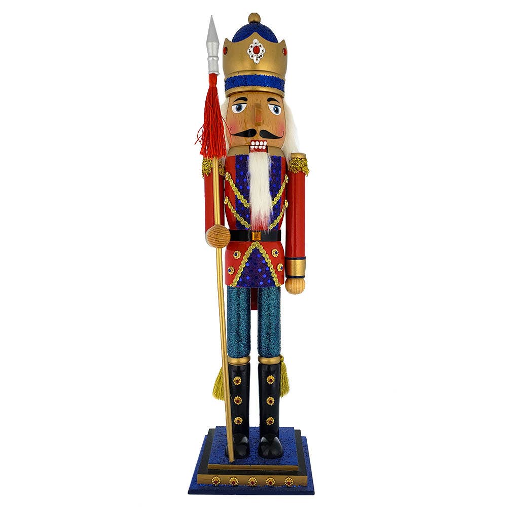 Soldier Nutcracker with Gold and Red Jacket and Gold Crow - Victoria's Toy Station