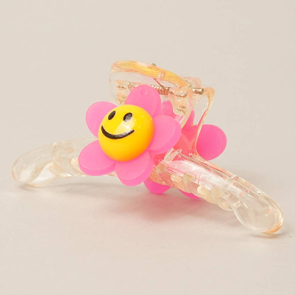 Mini Smiley Flower Clear Hair Claw Clips