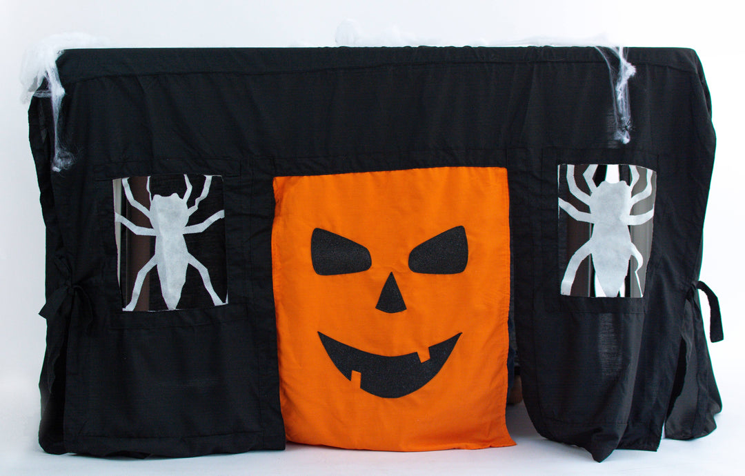 Halloween Tent and Tablecloth, Pumpkin Table Cover, Orange & Black