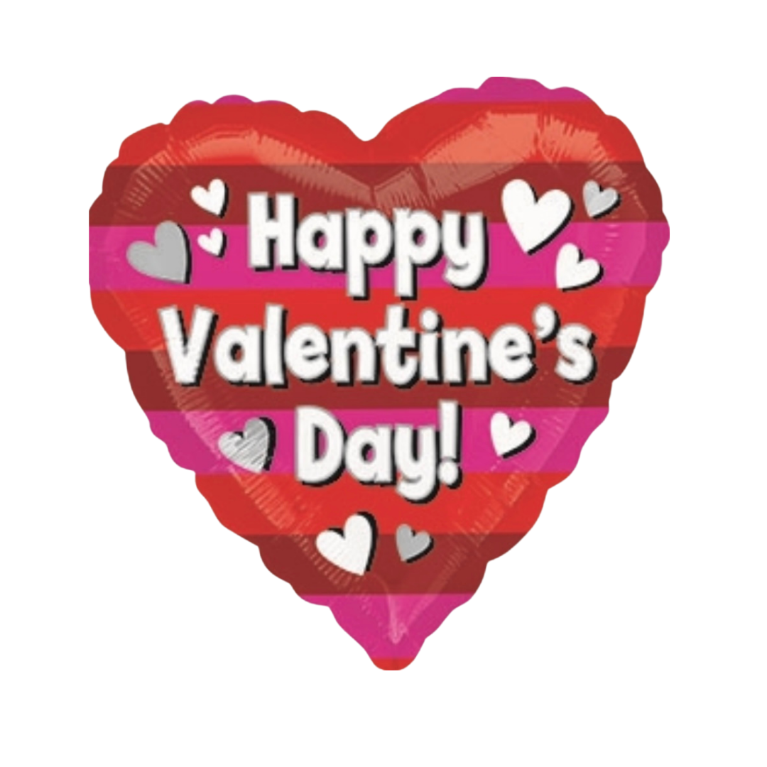 Happy Valentine's Day Striped Heart Balloon - Victoria's Toy Station