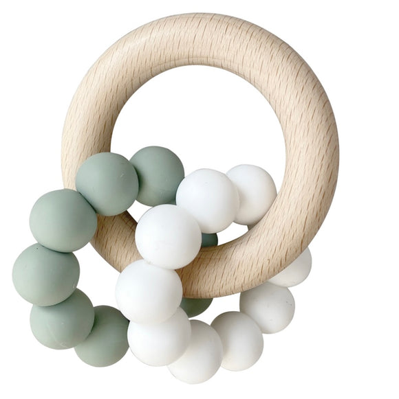 Sage White Double Silicone Teether Ring