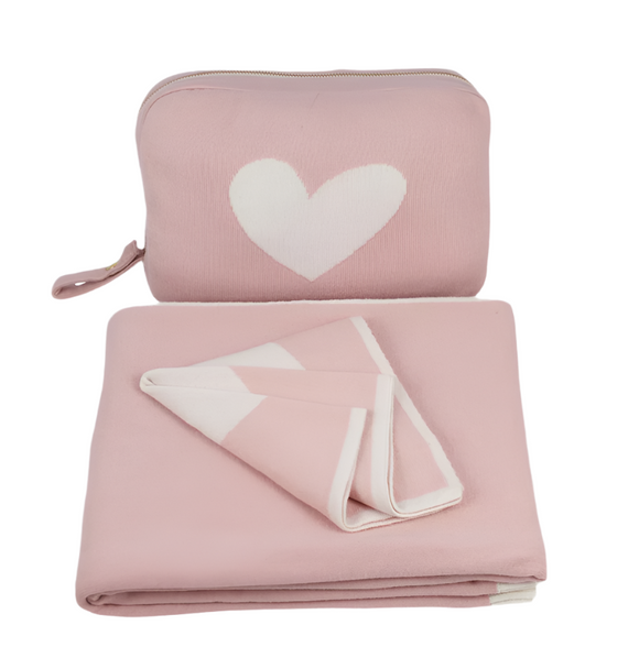 Heart Pink Pearl/ Ivory Blanket set