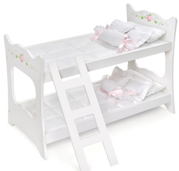 DOLL-BUNK BEDS-W/LADDER-WHITE ROSE SERIES