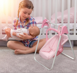 Doll Swing with Portable Carrier Seat – Pink/Gingham