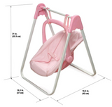 Doll Swing with Portable Carrier Seat – Pink/Gingham