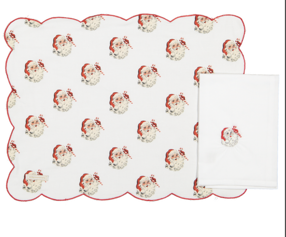 CLASSIC SANTA SET OF TWO PLACEMATS & TWO NAPKINS