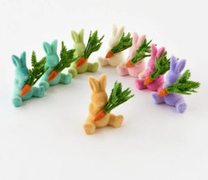 Flocked Bunny w/ Carrot 6.5"