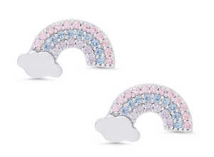 CZ Rainbow Stud Earrings in Sterling Silver