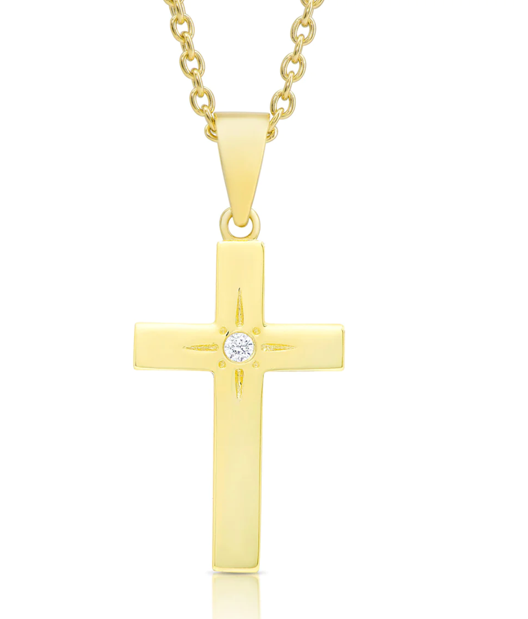 Cross Necklace with CZ - Gold - Victoria's Toy Station