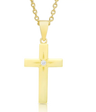 Cross Necklace with CZ - Gold