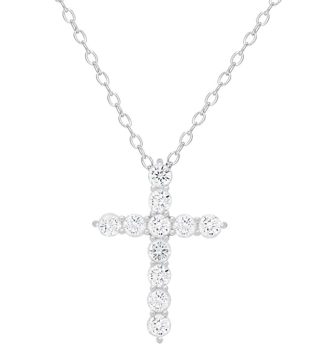 CZ Cross Necklace in Sterling Silver - Victoria's Toy Station