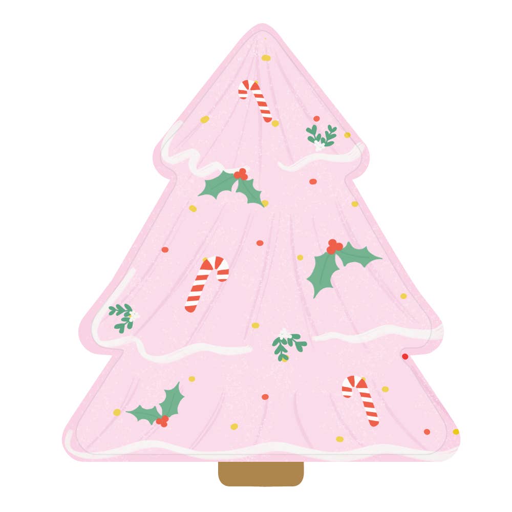 Pink Christmas Tree Paper Plate