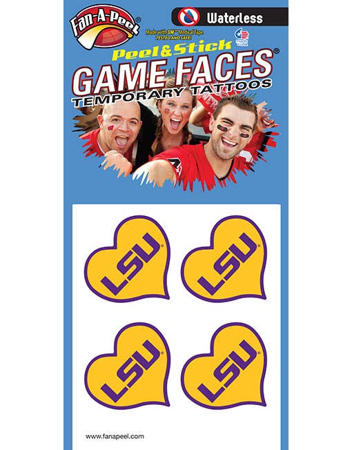 LSU Heart Game Faces® Temporary Tattoos